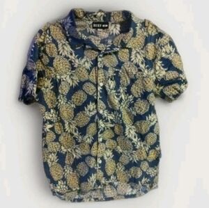 Reef Pineapple Print Casual Shirt in Blue and Tan